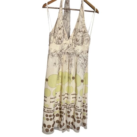 Max and Cleo Twee Style Y2K Halter Neck Dress in Green, Brown and Cream NEW - Picture 1 of 10
